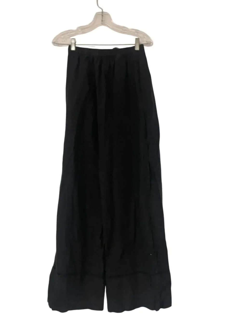 Zara ZW womens Linen Palazzo Pants trousers XS Black Wide Leg 4043/059 NWT